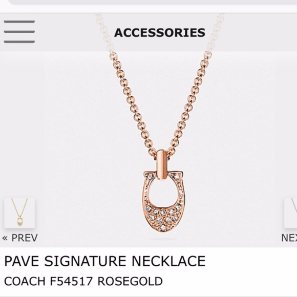COACH ROSEGOLD PAVE SIGNATURE NECKLACE - Picture 3 of 9